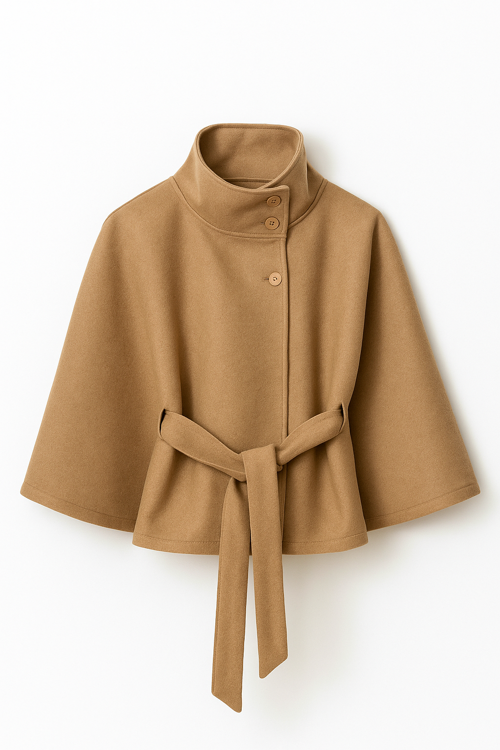 Chloe | High-Neck Belted Cape Jacket – HORUS FASHION
