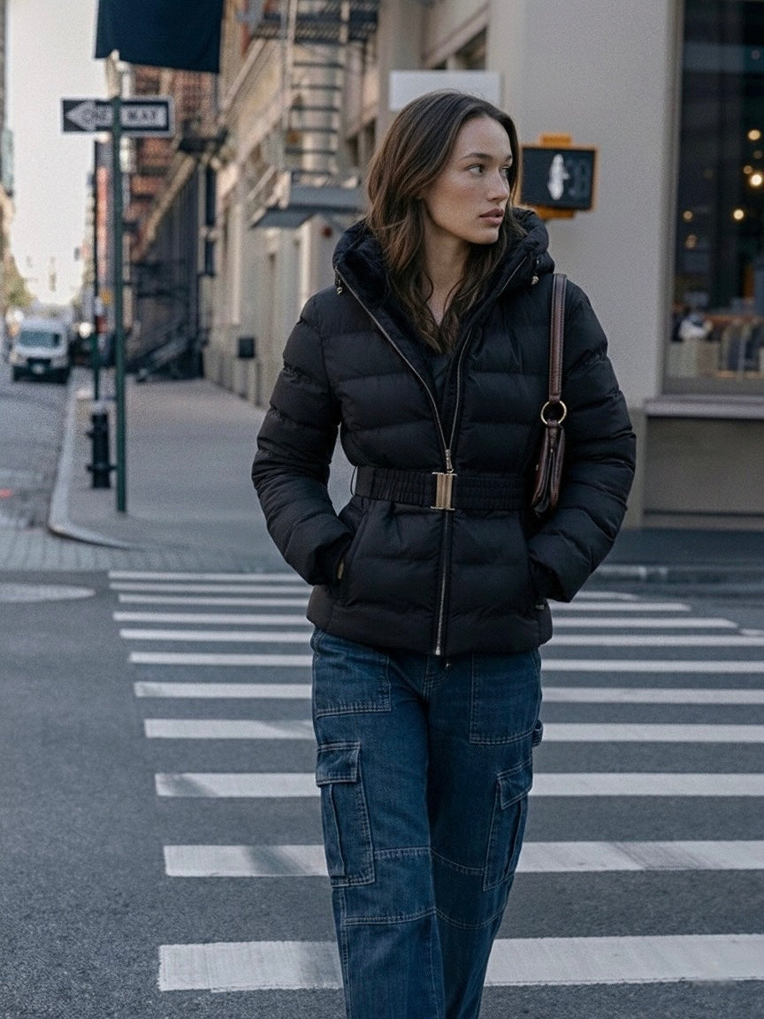 Eleanor | Piumino con cappuccio e cintura 