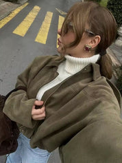 Lara | Suede Bomber Jacket