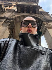 Felicia | Oversize Kunstlederjacke mit hohem Kragen