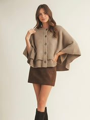 Blake | Wool-Blend Button-Up Cape Sweater