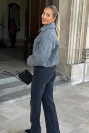 Sophie | Grey Wool Blend Cropped Jacket