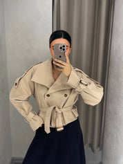 Emilia | High-Collar Belted Trench Jacket