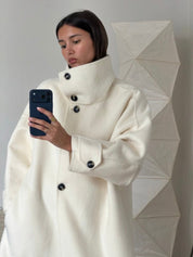 Amaya | Elegant High-Neck Long Coat