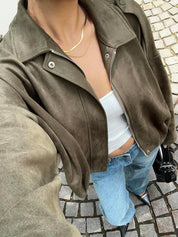 Lara | Suede Bomber Jacket