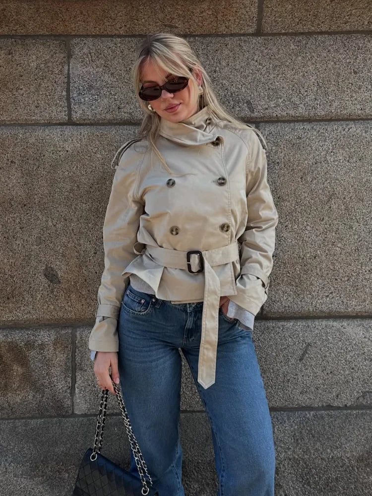 High-Neck Belted Trench Coat | Isabelle