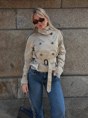 High-Neck Belted Trench Coat | Isabelle