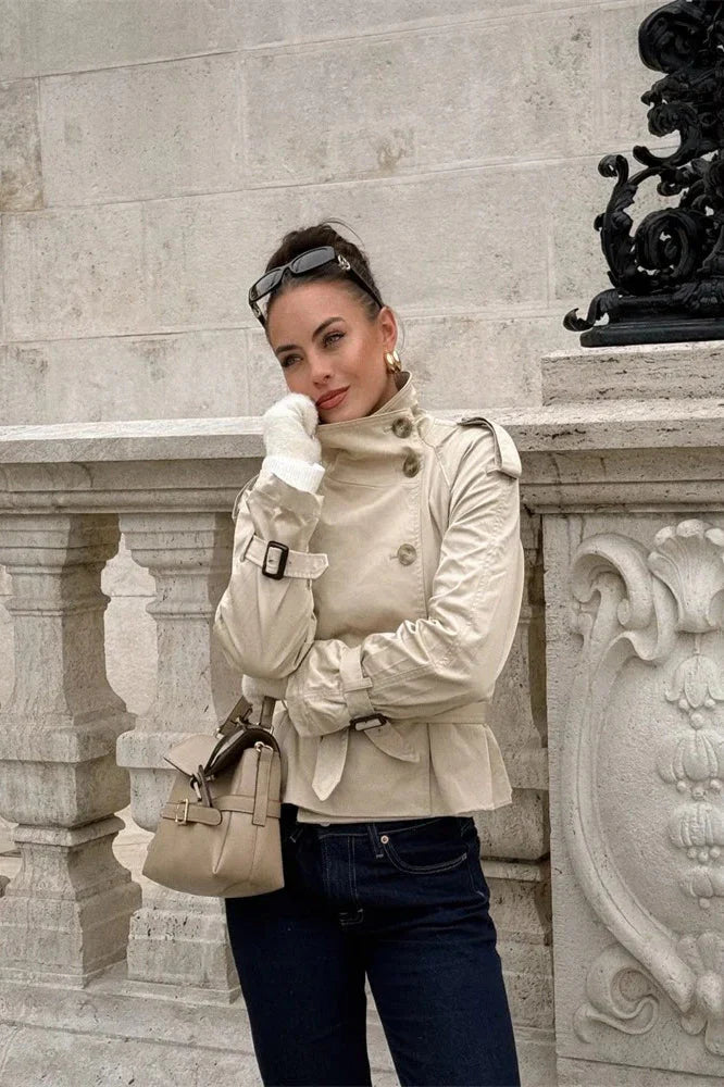 High-Neck Belted Trench Coat | Isabelle