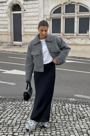 Sophie | Grey Wool Blend Cropped Jacket