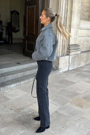 Sophie | Grey Wool Blend Cropped Jacket