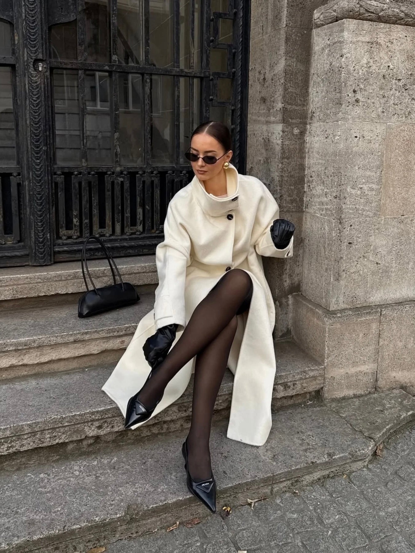 Amaya | Elegant High-Neck Long Coat