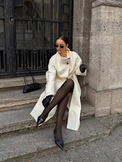 Amaya | Elegant High-Neck Long Coat