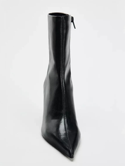 Crick | Damen Schwarze Spitz zulaufende Stiefeletten mit Absatz