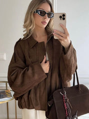 Lara | Suede Bomber Jacket