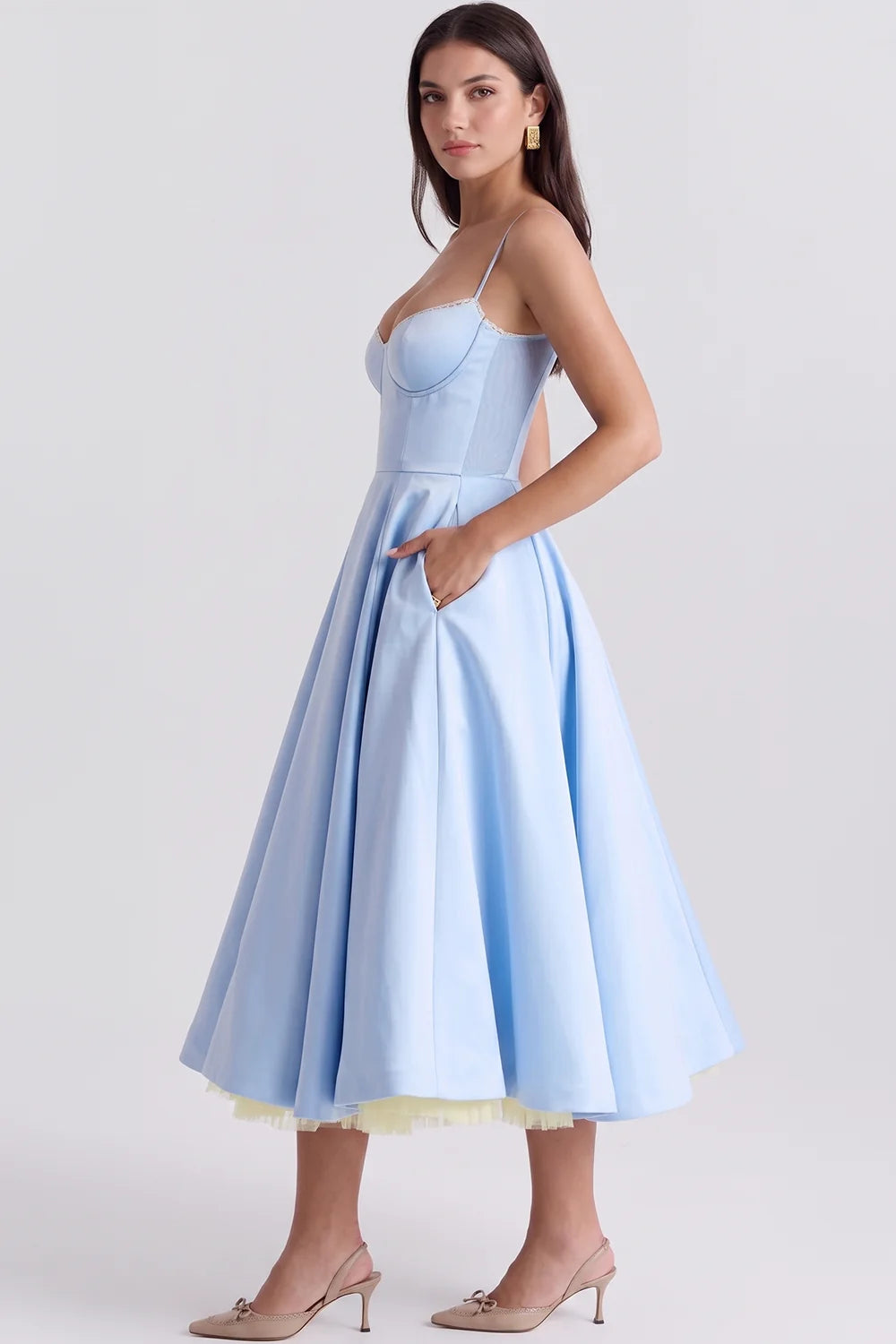 Hope Vestido midi línea A - Azul