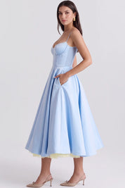 Hope Vestido midi línea A - Azul