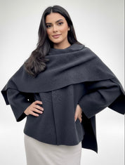 Iris | Cowl Neck Cape Coat for Women
