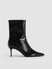 Crick | Damen Schwarze Spitz zulaufende Stiefeletten mit Absatz
