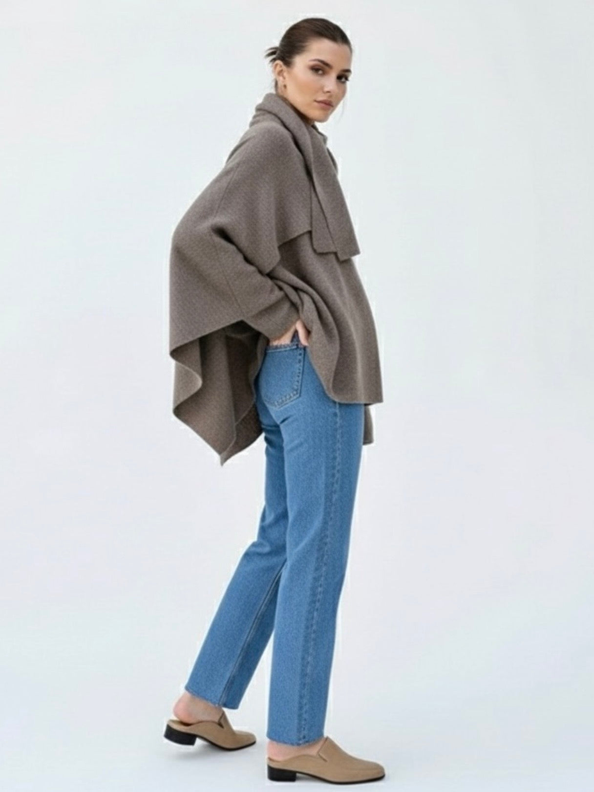 Iris | Cowl Neck Cape Coat for Women