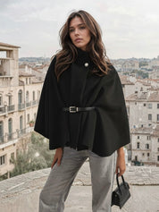 Adele | Wool Poncho Belted Cape Coat