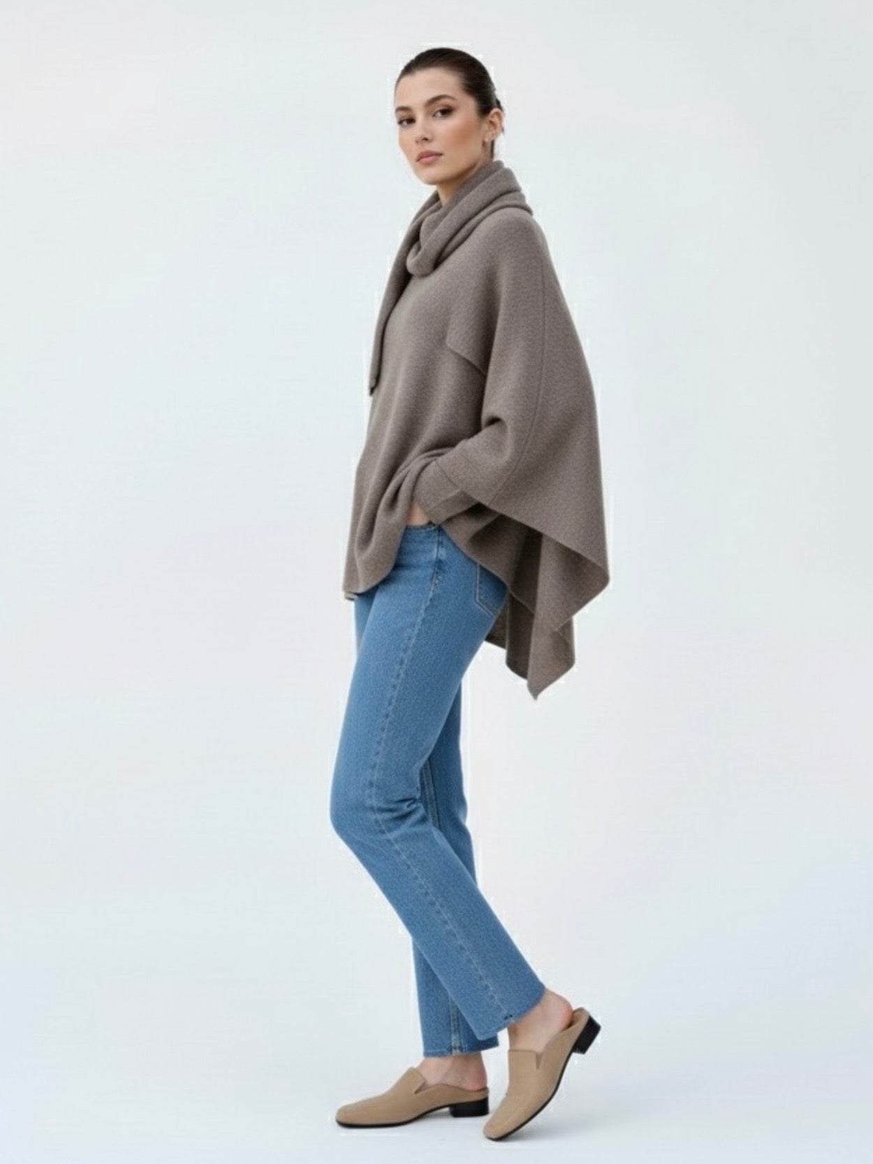 Iris | Cowl Neck Cape Coat for Women