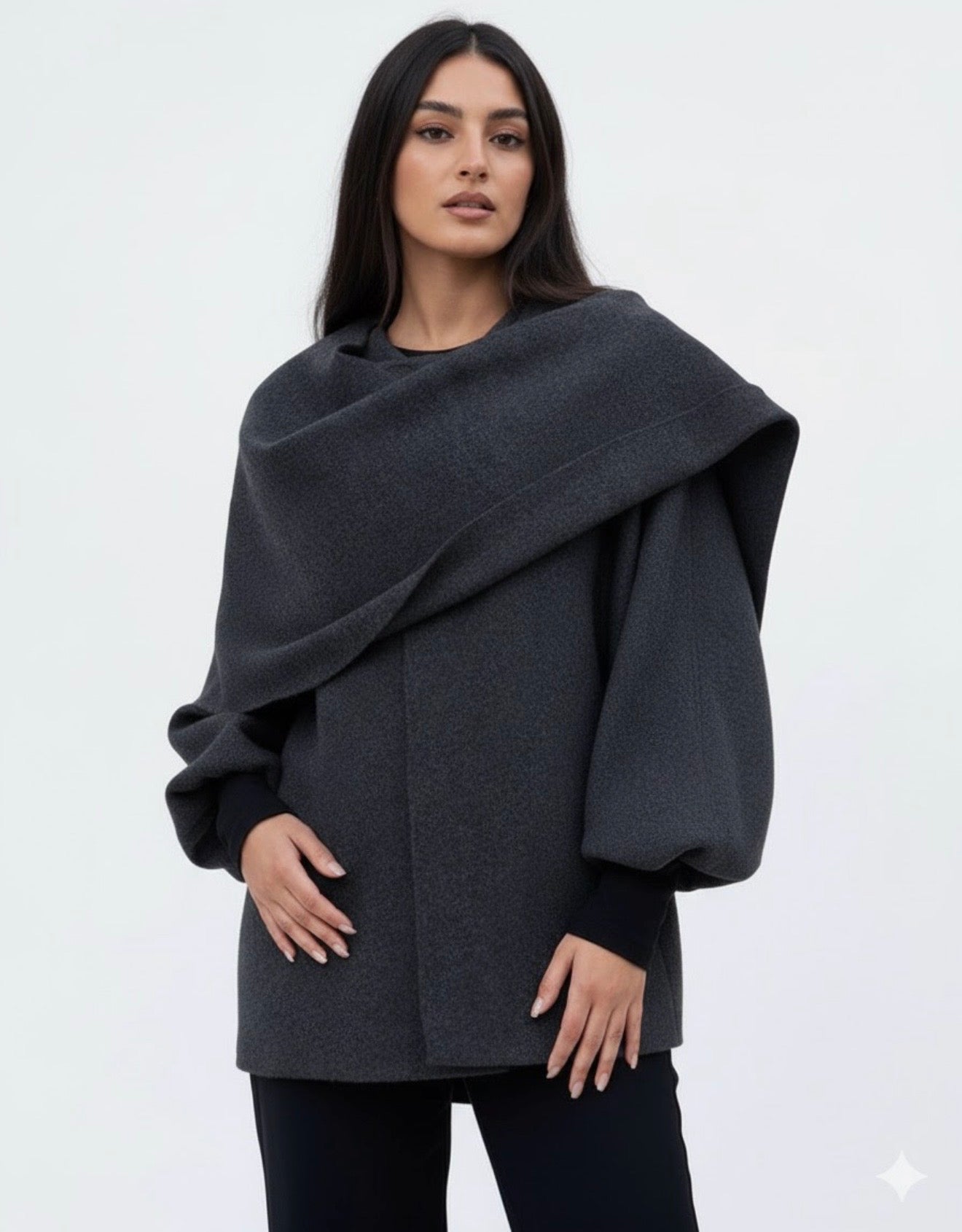Iris | Cowl Neck Cape Coat for Women