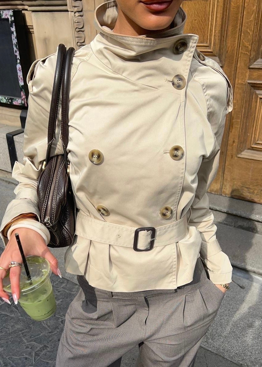 High-Neck Belted Trench Coat | Isabelle