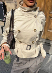 High-Neck Belted Trench Coat | Isabelle