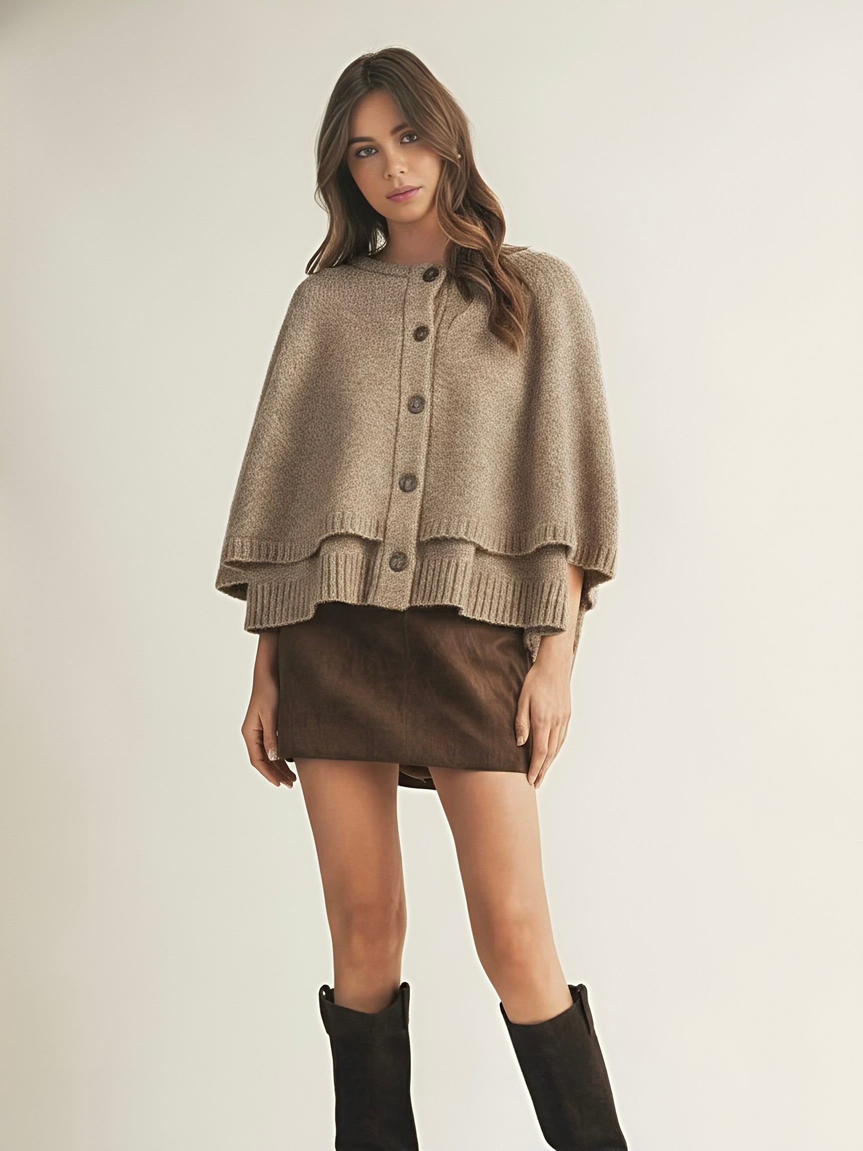 Blake | Wool-Blend Button-Up Cape Sweater