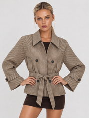 Bruyère Karierte Trenchjacke mit Gürtel