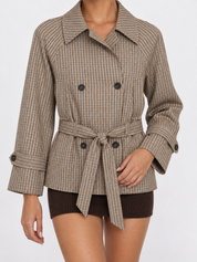 Bruyère Karierte Trenchjacke mit Gürtel