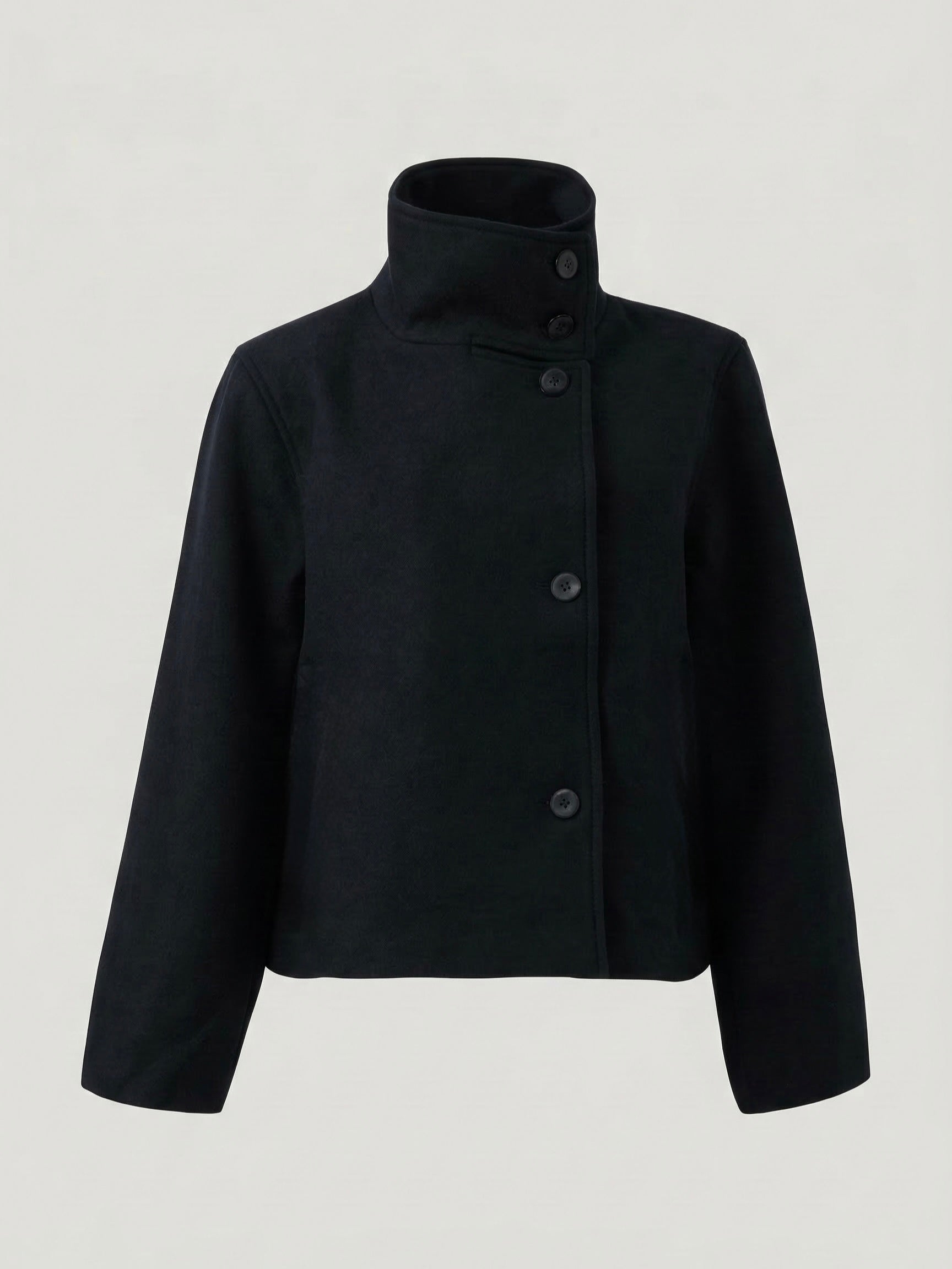 Martha | High-Neck Buttoned Pea Coat
