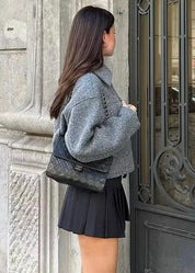 Sophie | Grey Wool Blend Cropped Jacket