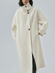 Amaya | Elegant High-Neck Long Coat