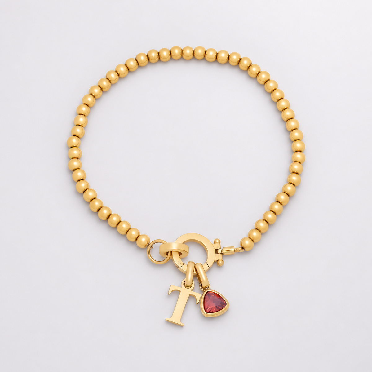 Eliza Beaded Initial Birthstone Bracelet