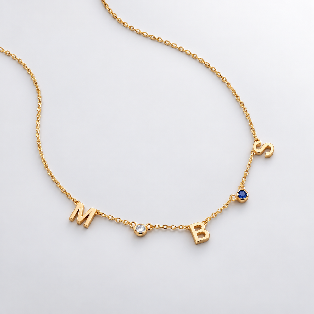 Alice Initial & Birthstone Necklace — product view 1