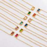 Ruby Baguette Birthstone Necklace