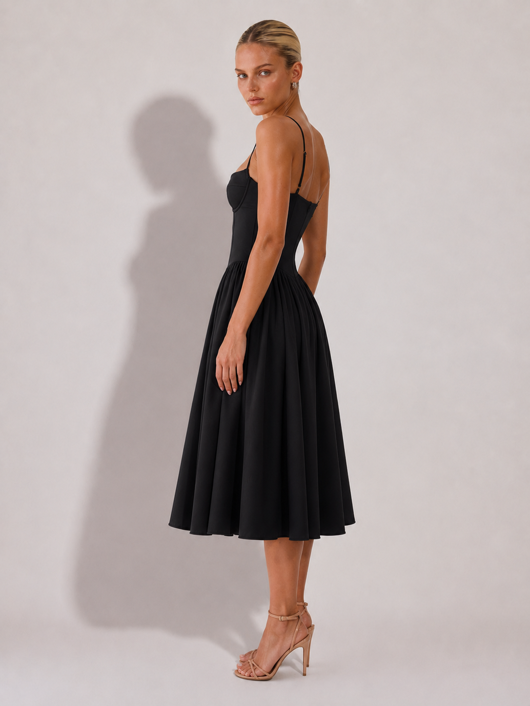 Houx | Abito midi a linea ad A con bustier strutturato