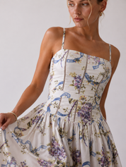 Stella | Floral Corset Midi Dress