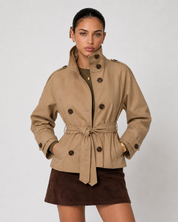 Cath kurzer Trenchcoat mit Gürtel – Khaki