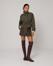 Cath Short Belted Trench Coat - Army Green