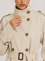Trench-coat ceinturé Isabelle à col montant – abricot
