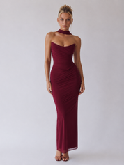 Souci | Trägerloses, gerafftes Maxikleid