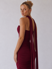 Souci | Trägerloses, gerafftes Maxikleid