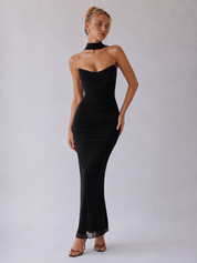 Souci | Trägerloses, gerafftes Maxikleid