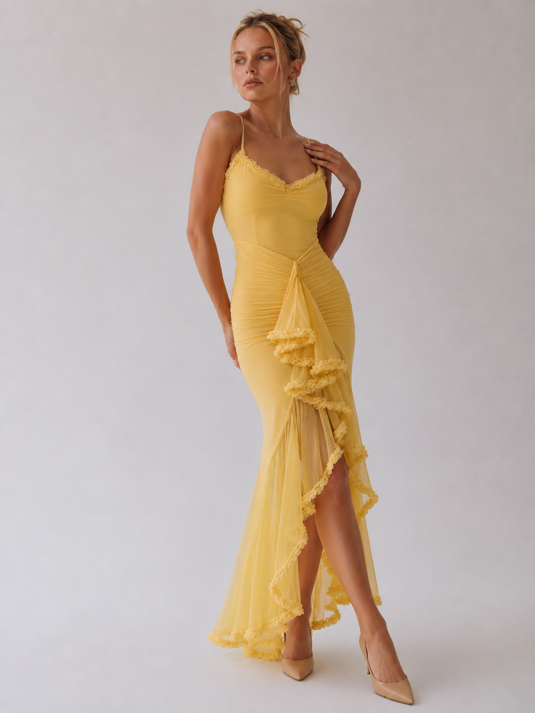 Pivoine | Robe de soirée à volants asymétriques