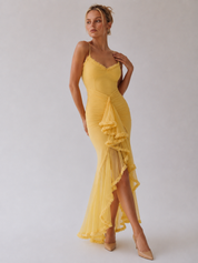 Pivoine | Robe de soirée à volants asymétriques