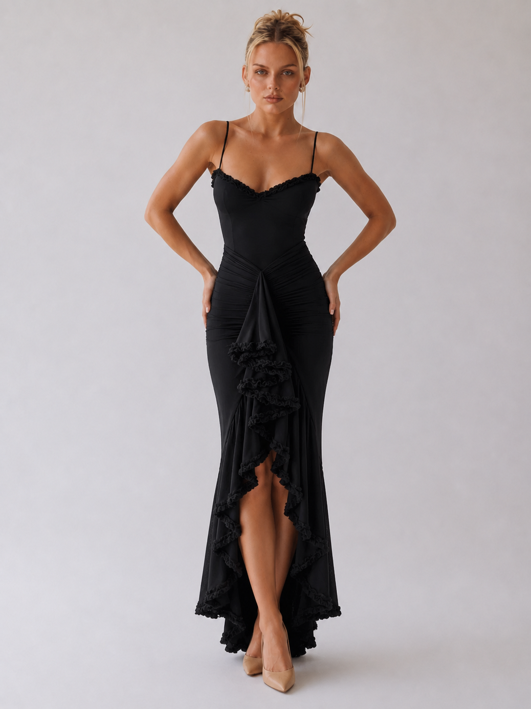 Pivoine | Robe de soirée à volants asymétriques