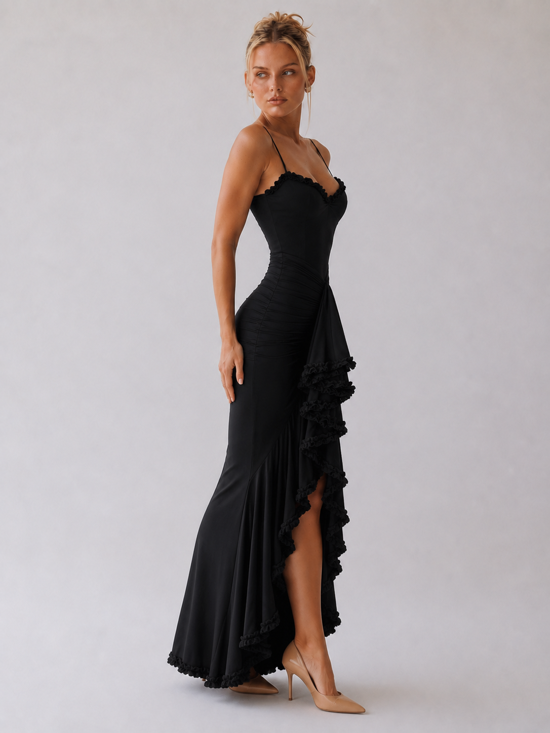 Pivoine | Robe de soirée à volants asymétriques