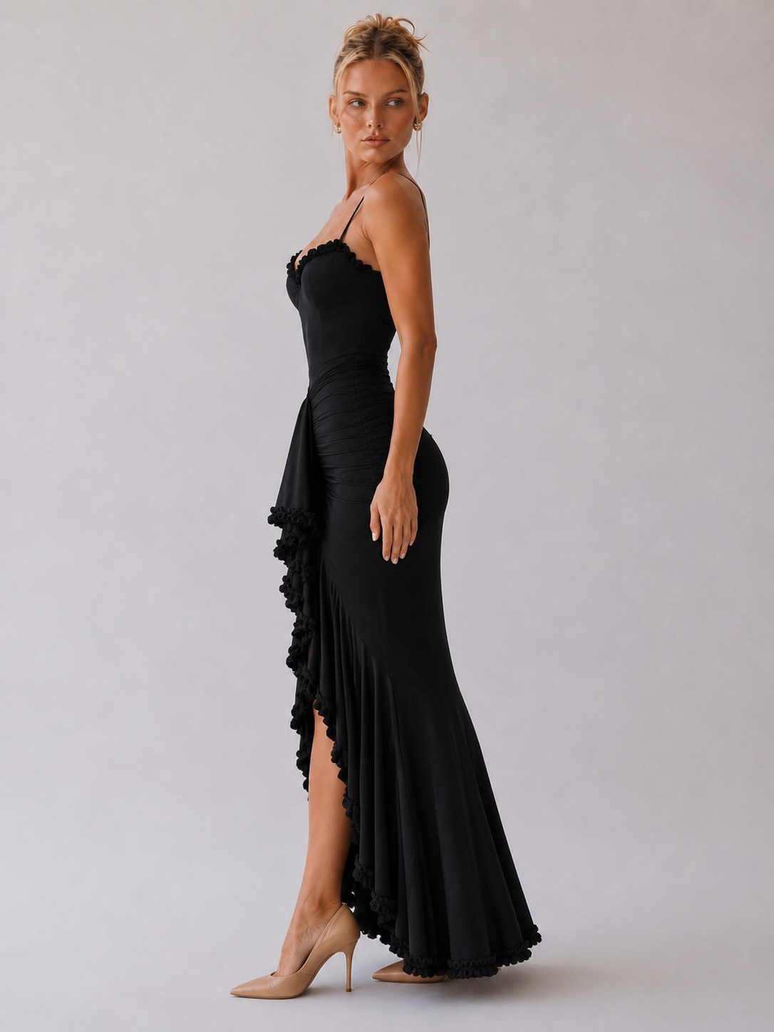 Pivoine | Robe de soirée à volants asymétriques